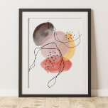 Contemporary Modern Abstract Art Pink Yellow Black Poster<br><div class="desc">A contemporary,  modern abstract art illustration which has splashes of pink,  yellow and brown with black lines. A simple but elegant drawing.</div>