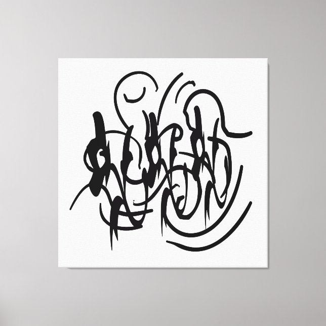 Contemporary Modern Abstract Black Line Art Canvas Print (Front)