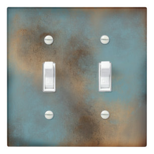 Contemporary Modern Abstract Teal-Blue Golds Light Switch Cover