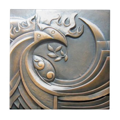 contemporary modern abstract tribal bronze art tile
