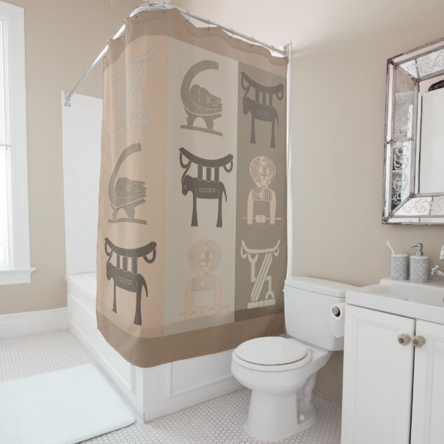 Contemporary Modern African symbols pattern Shower Curtain (In Situ)