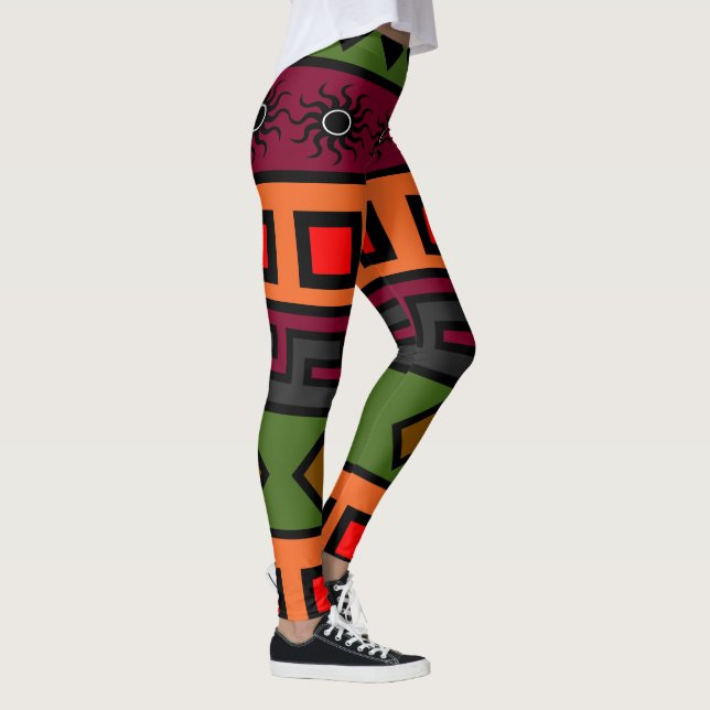 Contemporary Modern art African pattern Leggings (Right)
