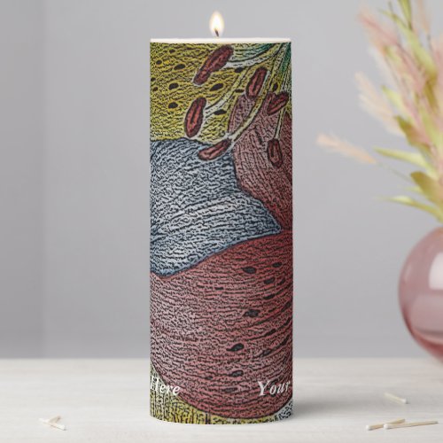 contemporary modern art red yellow blue flower pillar candle