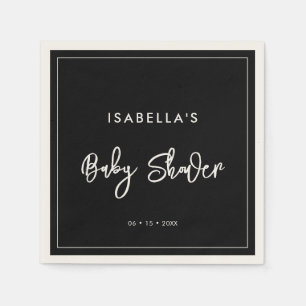 Contemporary modern black Baby Shower Napkins
