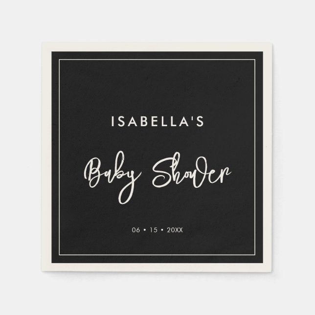 Contemporary modern black Baby Shower Napkins (Front)