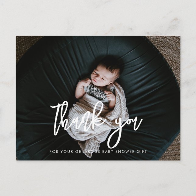 Contemporary modern black Baby shower thank you Postcard (Front)