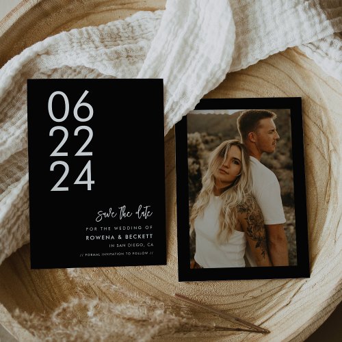 Contemporary modern black Bold Save The Date