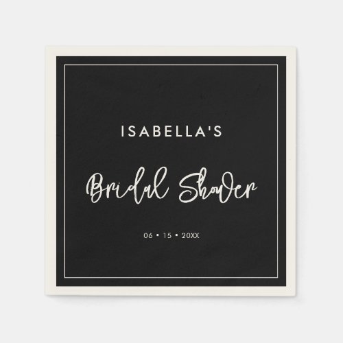 Contemporary modern black Bridal Shower Napkins