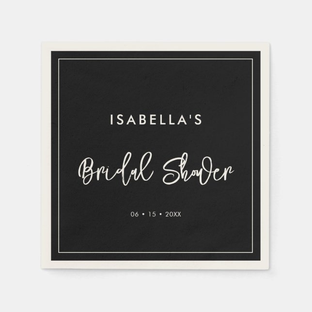 Contemporary modern black Bridal Shower Napkins (Front)