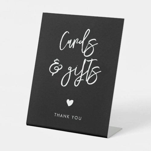 Contemporary modern black Cards  Gifts wedding Pedestal Sign