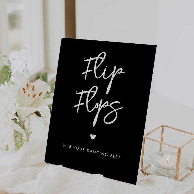 Contemporary modern black Flip Flops wedding Pedestal Sign (Creator Uploaded)