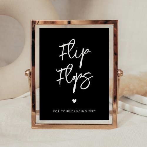 Contemporary modern black Flip Flops wedding sign