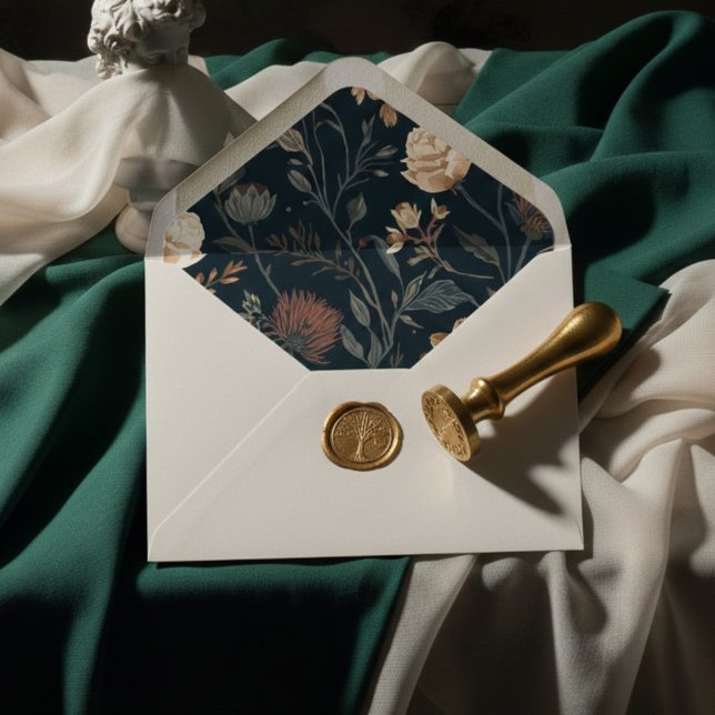 Contemporary Modern Black Floral Wedding Envelope (Announce your celebration with timeless elegance using this Contemporary Modern Envelope!)