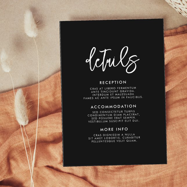 Contemporary modern black guest information card (Creator Uploaded)