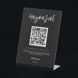 Contemporary modern black Honeymoon fund QR code Pedestal Sign<br><div class="desc">A bold and trendy typography for your wedding stationery,  simple yet elegant with a black and white theme. Fully customizable: you can change the colors of the font and background if needed. Replace the QR code with your own to give your guests access to your digital wishing well.</div>