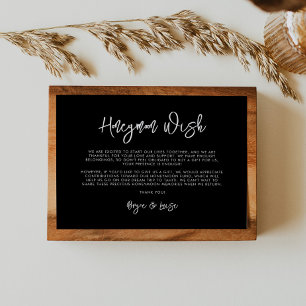Contemporary modern black Honeymoon wish Enclosure Card