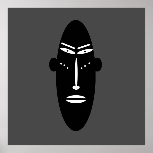 Contemporary Modern black mask abstract face Poster (Front)