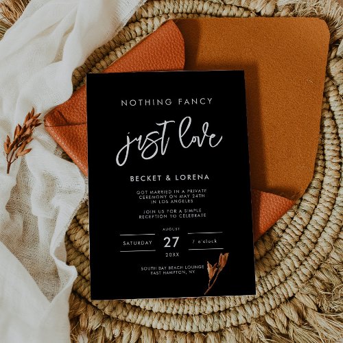 Contemporary modern black Nothing fancy Just love Invitation