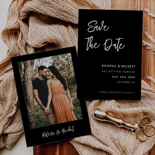 Contemporary modern black Photo Save The Date