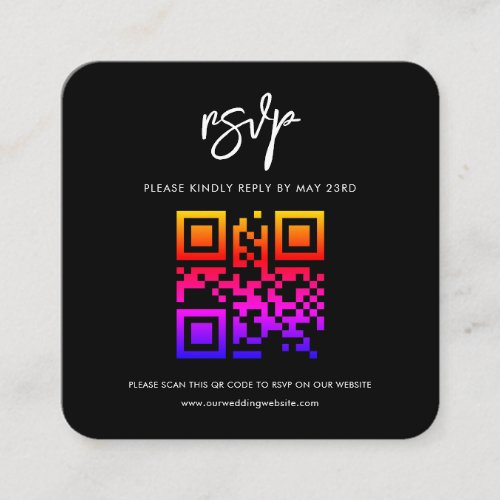 Contemporary modern black QR code RSVP response Enclosure Card