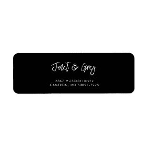 Contemporary modern black return address label