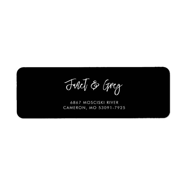 Contemporary modern black return address label (Front)