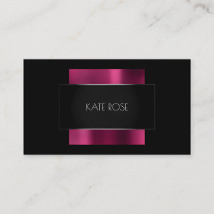 Contemporary Modern Black Silver Burgundy Metallic Business Card