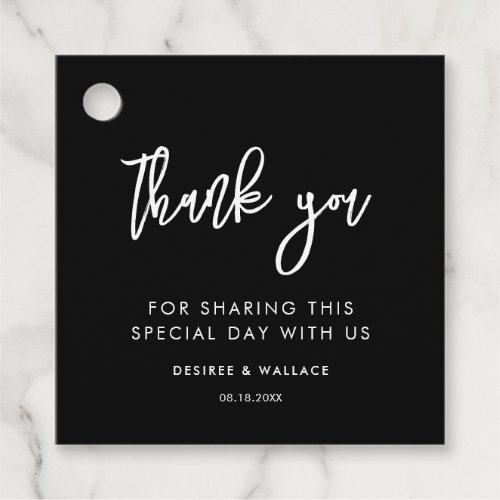 Contemporary modern black Thank you Favor Tags