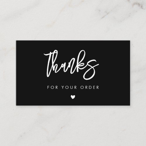 Contemporary Modern Black Thank you for your order Business Card