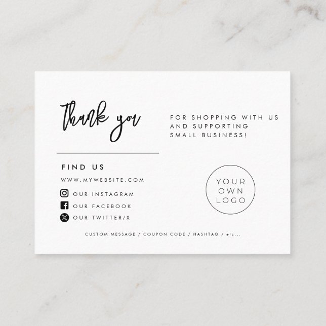 Contemporary Modern Black Thank you package insert (Back)