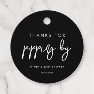 Contemporary modern black Thanks for popping by Favor Tags