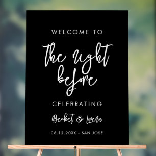 Contemporary modern black The night before welcome Acrylic Sign