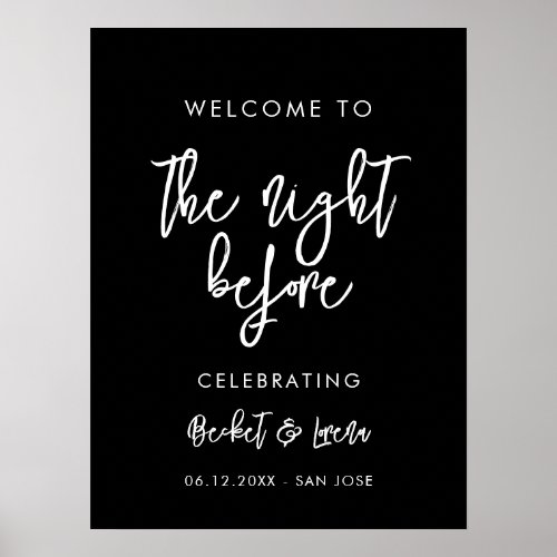 Contemporary modern black The night before welcome Poster