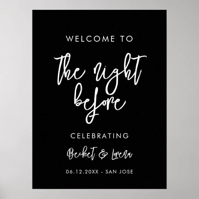 Contemporary modern black The night before welcome Poster (Front)