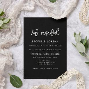 Contemporary modern black Vow renewal Invitation