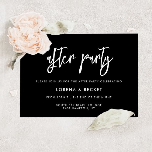 Contemporary modern black wedding After party Invitation