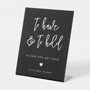 Contemporary modern black wedding blankets pedestal sign