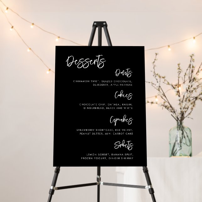 Contemporary modern black Wedding Dessert Bar Foam Board (In Situ (Stand))