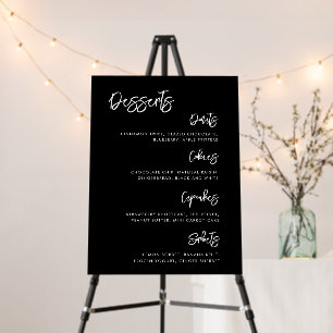 Contemporary modern black Wedding Dessert Bar sign