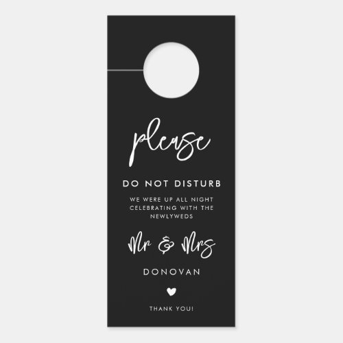 Contemporary Modern Black Wedding Do not disturb Door Hanger