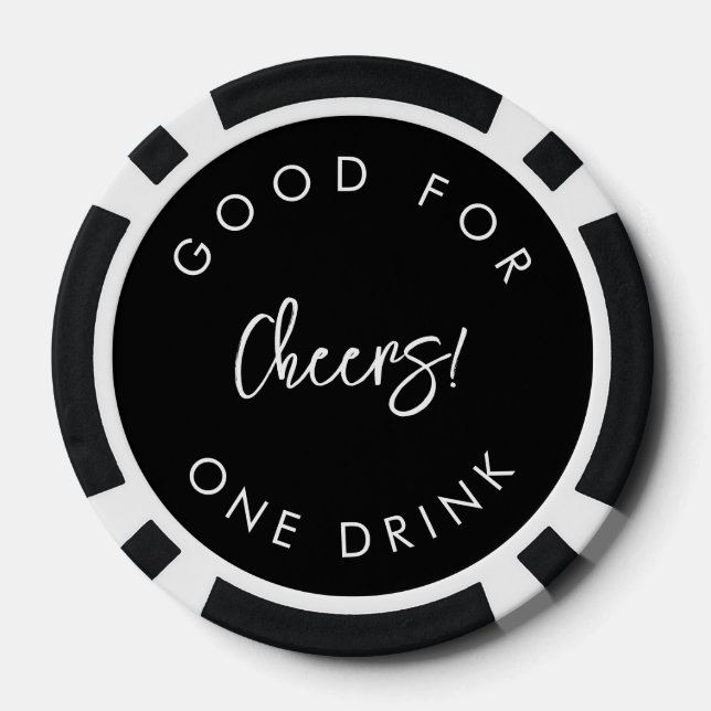 Contemporary modern black wedding drink token (Back)