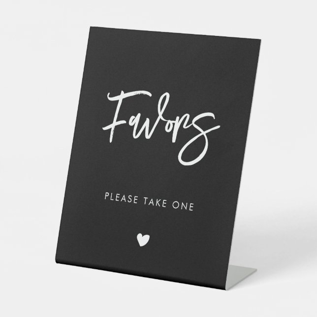 Contemporary modern black wedding Favors Pedestal Sign (Front)