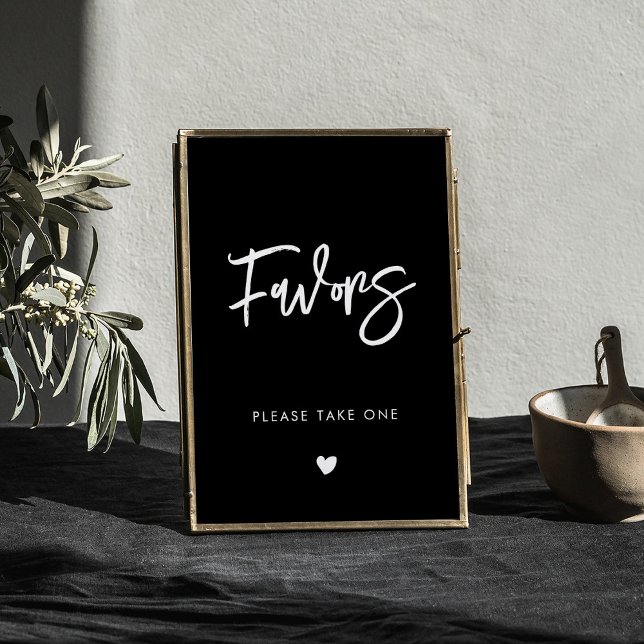 Contemporary modern black wedding Favors sign (Creator Uploaded)