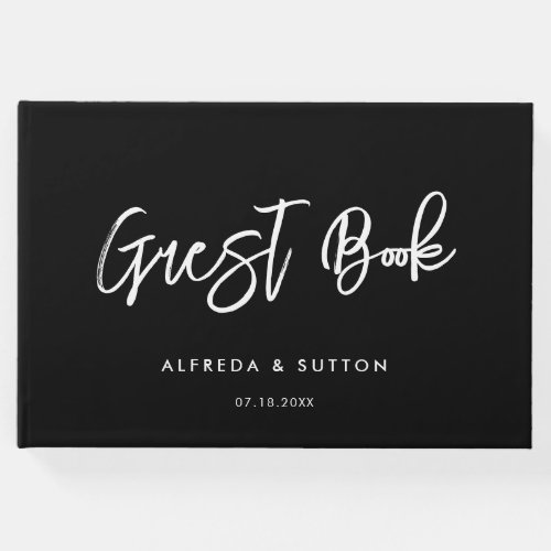 Contemporary modern black wedding guest book