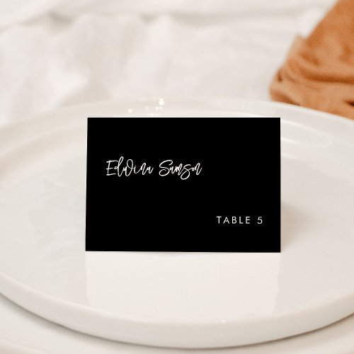 Contemporary modern black wedding guest place card