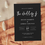 Contemporary modern black wedding invitation<br><div class="desc">A bold and trendy typography for your wedding stationery,  simple yet elegant with a black and white theme. Fully customizable: you can change the colors of the font and background if needed.</div>