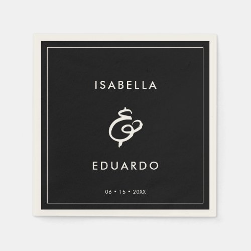 Contemporary modern black wedding napkins