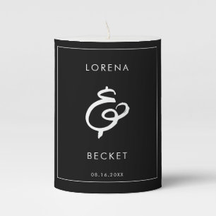 Contemporary modern black wedding pillar candle