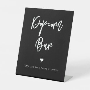 Contemporary modern black wedding Popcorn bar Pedestal Sign