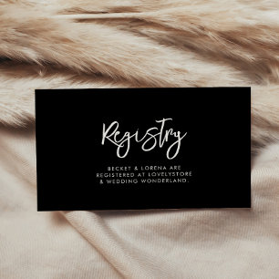 Contemporary modern black wedding registry card